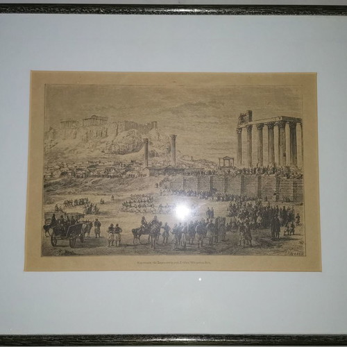 Rare engravings used, set of 2, Phloisvos and Olympieion columns