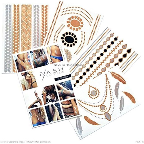 Flash Tattoo metallic temporary tattoos, 4 sheets, new
