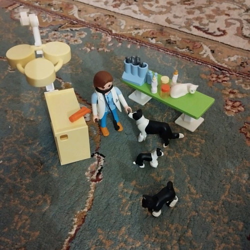 Playmobil veterinary clinic like new with suitcase for easy transport