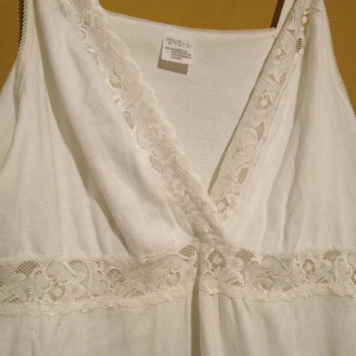German vintage sleeveless blouse with lace, 100% cotton, XL/XXL