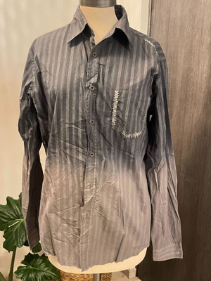 Vintage Style Striped Ombre Shirt with Embroidery Like New