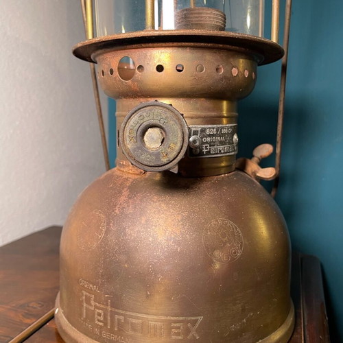 Petromax brass vintage lantern used, old antique made in Germany
