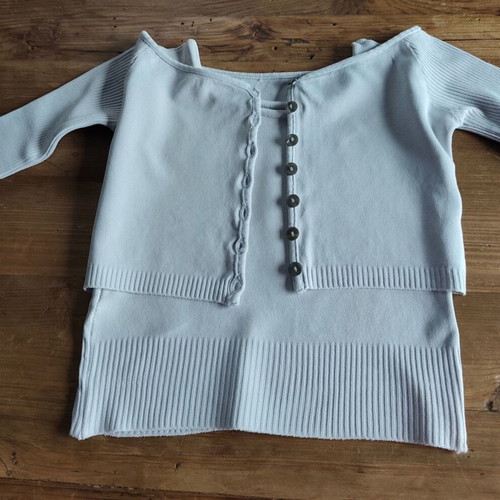 Top and cardigan set like new, gray and turquoise