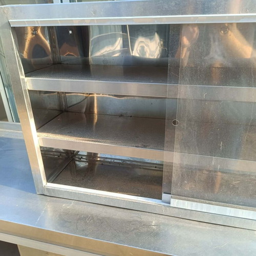 Professional stainless steel glass cabinet with sliding plexiglass doors