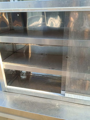 Professional stainless steel glass cabinet with sliding plexiglass doors
