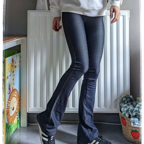 Y2K Dark Denim Flare Leggings Pull & Bear new, blue