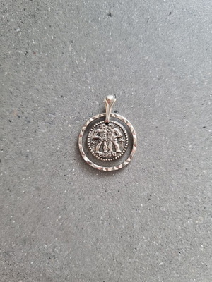 Pendant with Gemini Zodiac Sign new, silver color