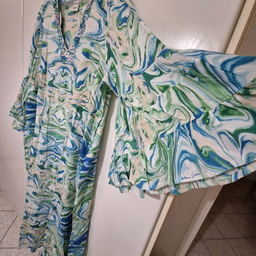 Caftan new 100% viscose size L/XL with embroidery and bell sleeves