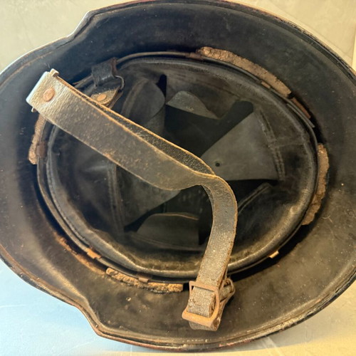 German police steel helmet WWII used with original liner and chin strap