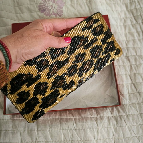 Neiman Marcus evening bag embroidered with beads and lined new