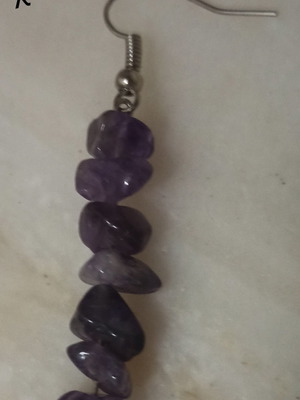 Handmade earrings with amethyst semi-precious stones new