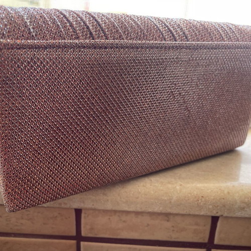 Evening bag with chain like new, pink and gold