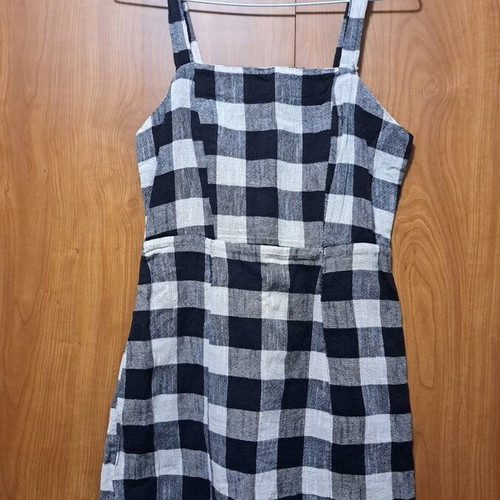 Primark Checked Fitted Dress used, size M, black and white