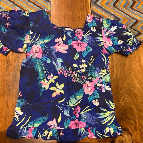 Floral skirt and blouse set for girl 11-12 years like new, blue