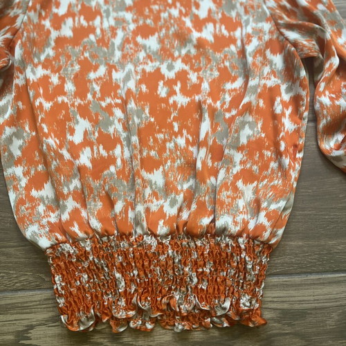 Michael Kors blouse size S like new, beige and orange graphic print