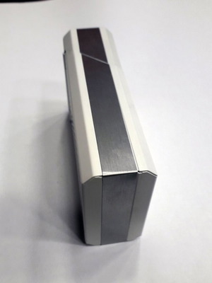 Plastic cigarette pack case used, white and silver