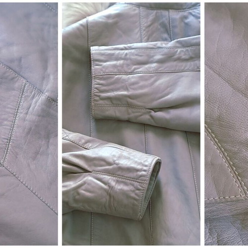 Vintage women's leather coat used, beige, size M