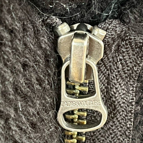 Zadig & Voltaire wool cardigan used, black, leather details