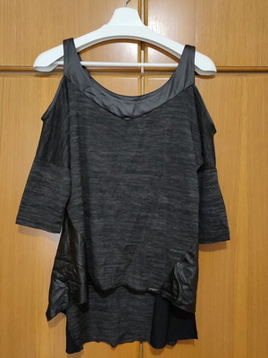 Paranoia blouse with off-shoulder design, like new, size M, black and gray