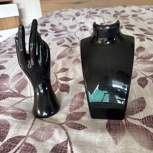 Decorative items set of 2, new, black glossy finish