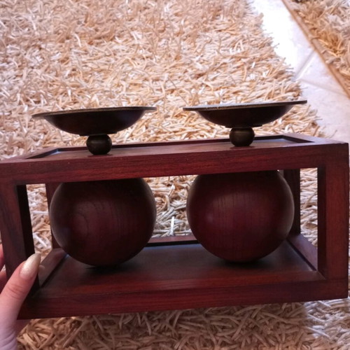 Wooden decorative tabletop candlestick like new, solid wood