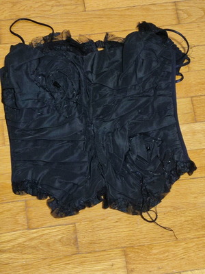 Zinas black satin bustier No Small like new
