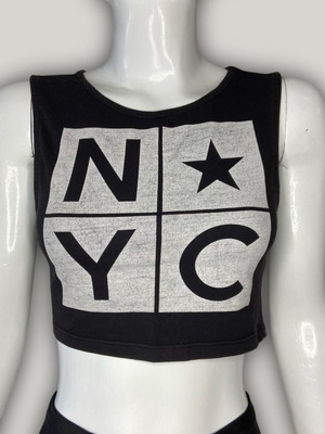 Bershka crop top used, size M, black and white