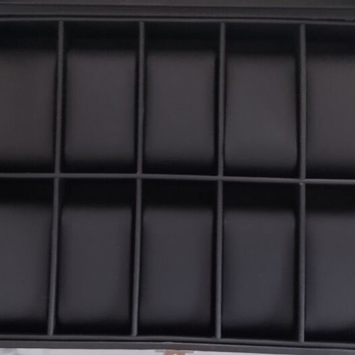 H&S luxury watch storage box, 10 black faux leather cushions, glass display, security lock