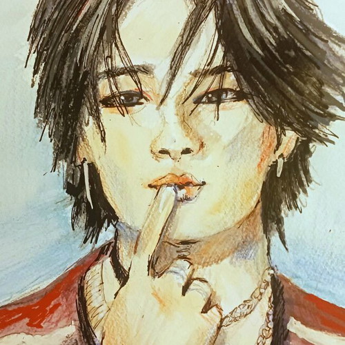 Fan art sketch of I.N. from Stray Kids new, handmade watercolor A4