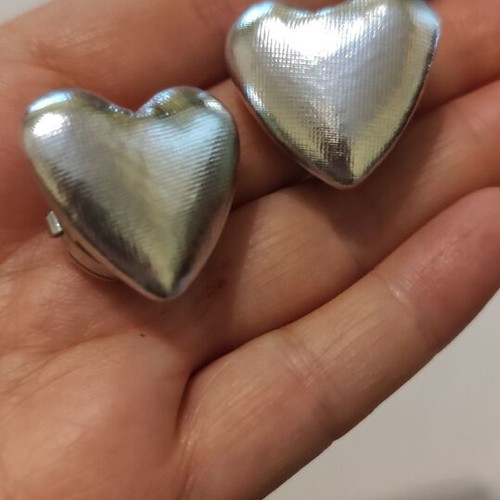 Shirt button covers heart-shaped new, silver, pack of 2