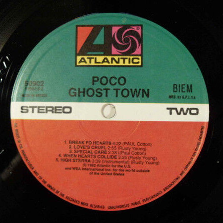 Poco Ghost Town vinyl record used, rock