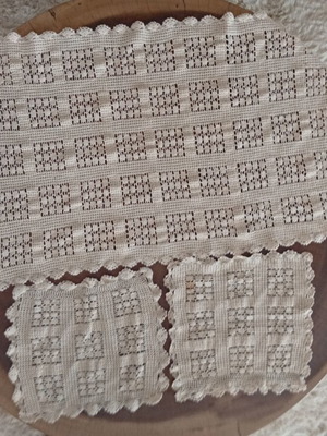 Vintage Handmade Crochet Table Linen Set of 3, Like New