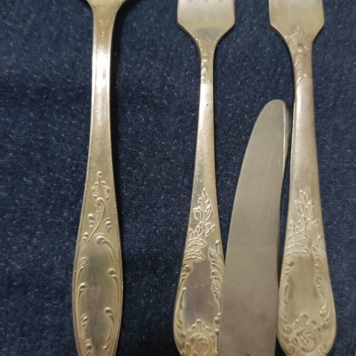 Vintage Russian Cutlery Set with Spoons, Forks and Gift Knives