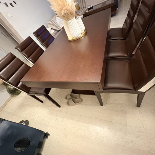 Wooden dining table with 6 chairs