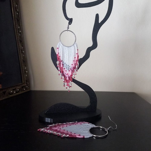 Handmade earrings with fringes from Czech beads and steel hook, new