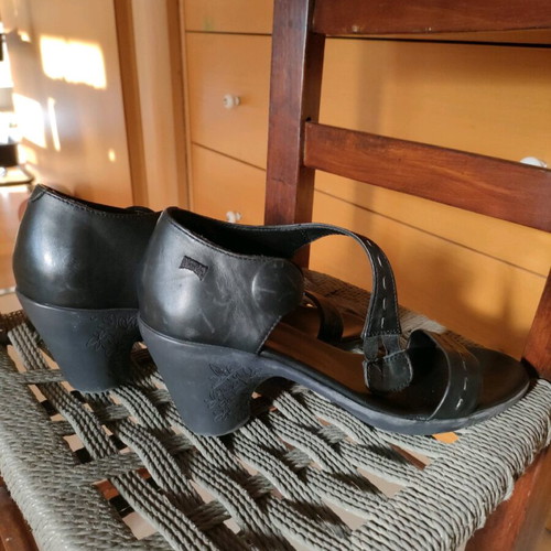 Camper leather black sandals used, size 36