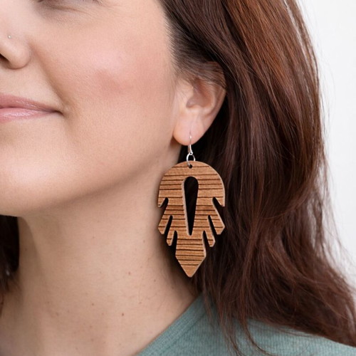 Geometric earrings handmade from Zebrano wood with 925 silver new