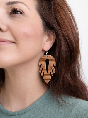 Geometric earrings handmade from Zebrano wood with 925 silver new