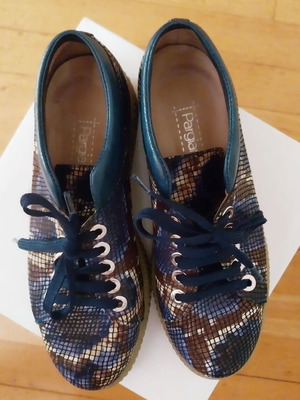 Pargiana leather animal print sneakers like new, blue and brown, size 38