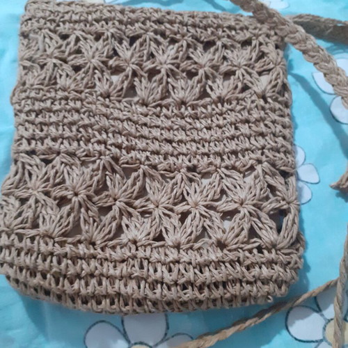 Woven straw bag like new with decorative beads crossbody