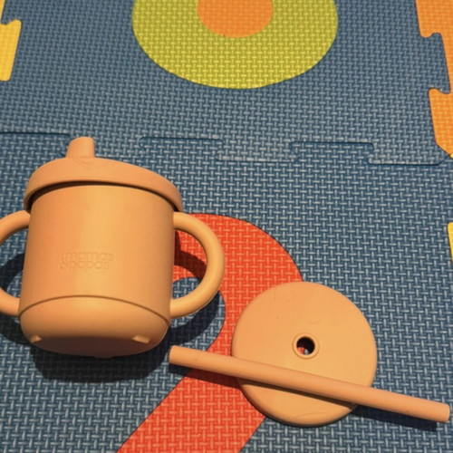 Mamas and papas silicone training cup with 2 lids and brush new