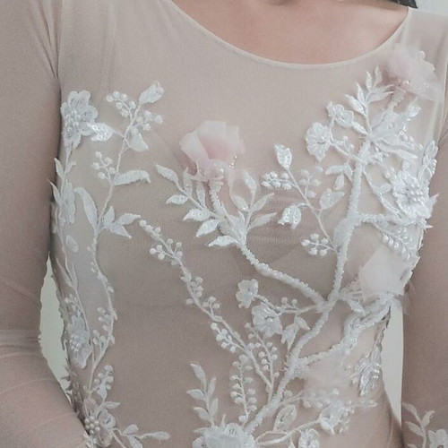 Bridal top bodysuit new, lace embroidery, size L