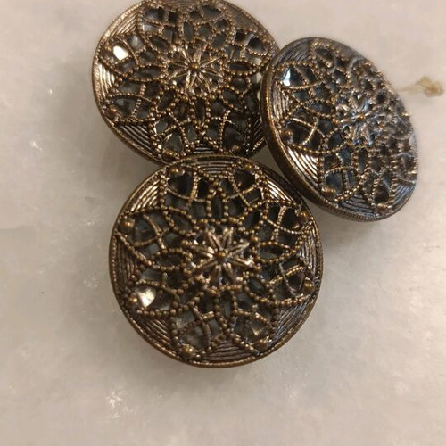 Vintage metal buttons like new, pack of 3, antique style