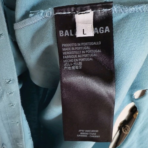 Balenciaga Men's Destroyed Oversized T-Shirt like new, turquoise, size L