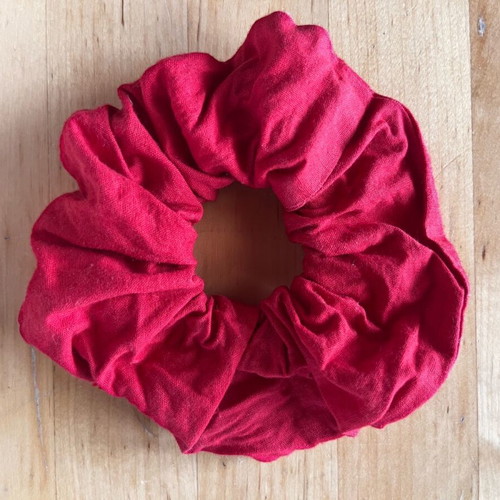 Scrunchy cotton red hair tie used