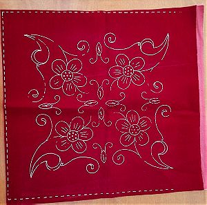 Βελούδινο τυπωμένο ύφασμα για μαξιλάρι σε κόκκινο χρώμα για κέντημα