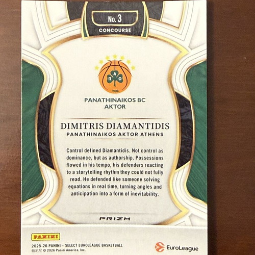 Dimitris Diamantidis Red Cracked Ice EuroLeague Select 25-26 card like new