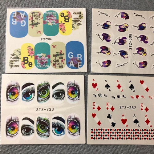 Water Nail Stickers Set of 4 New Full Nail