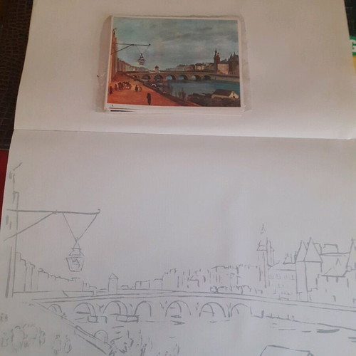 Vintage painting block book with 10 cards new
