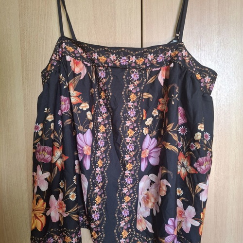 Women's blouse with straps floral pattern Shein like new black multicolor XXXL
